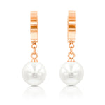 Load image into Gallery viewer, SO SEOUL Pearluxe Round Heart Teardrop Pearl in White Rose Gold Dangle Hoop Earrings