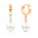 Load image into Gallery viewer, SO SEOUL Pearluxe Round Heart Teardrop Pearl in White Rose Gold Dangle Hoop Earrings
