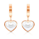 Load image into Gallery viewer, SO SEOUL Pearluxe Round Heart Teardrop Pearl in White Rose Gold Dangle Hoop Earrings