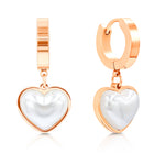 Load image into Gallery viewer, SO SEOUL Pearluxe Round Heart Teardrop Pearl in White Rose Gold Dangle Hoop Earrings