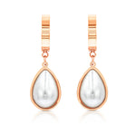Load image into Gallery viewer, SO SEOUL Pearluxe Round Heart Teardrop Pearl in White Rose Gold Dangle Hoop Earrings