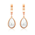 Load image into Gallery viewer, SO SEOUL Pearluxe Round Heart Teardrop Pearl in White Rose Gold Dangle Hoop Earrings