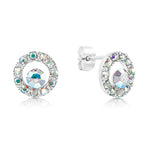 Load image into Gallery viewer, SO SEOUL Halo Open Circle Aurore Boreale Austrian Crystal Pendant Necklace and Stud Earrings Set