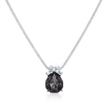 Load image into Gallery viewer, SO SEOUL Graceful Bow Silver Night and Montana Swarovski® Crystal Pendant Chain Necklace