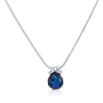 Load image into Gallery viewer, SO SEOUL Graceful Bow Silver Night and Montana Swarovski® Crystal Pendant Chain Necklace