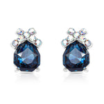 Load image into Gallery viewer, SO SEOUL Graceful Ribbon Bow Silver Night or Montana Swarovski® Crystal Pierced Stud Earrings