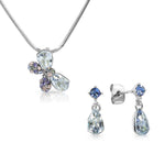 Load image into Gallery viewer, SO SEOUL Caria Butterfly Moonlight or Blue Shade Swarovski® Crystal Pendant Necklace and Stud Earrings Jewelry Set