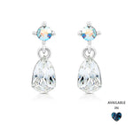 Load image into Gallery viewer, SO SEOUL Ioni Maple Leaf Moonlight or Blue Shade Swarovski® Crystal Pierced Stud Dangle Earrings