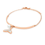 Load image into Gallery viewer, SO SEOUL Ocean The Sea Whale Tail Charm with Dangling Pearl Rose Gold Bracelet