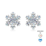 Load image into Gallery viewer, SO SEOUL Let it Snow Snowflake Earrings with Aurore Boreale or Blue Austrian Crystals - Pierced Stud Design