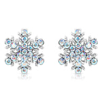 Load image into Gallery viewer, SO SEOUL Let it Snow Snowflake Earrings with Aurore Boreale or Blue Austrian Crystals - Pierced Stud Design