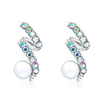 Load image into Gallery viewer, SO SEOUL Glimmering Iridescent Swirl Pearl and Aurora Boreale Austrian Crystal Jewelry Gift Set with Pendant Chain Necklace and Stud Earrings