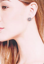 Load image into Gallery viewer, SO SEOUL Aqua Blue or Glimmering Purple Wreath Austrian Crystal Stud Earrings and Pendant Necklace Set