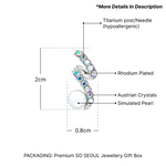 Load image into Gallery viewer, SO SEOUL Glimmering Iridescent Swirl Pearl and Aurora Boreale Austrian Crystal Jewelry Gift Set with Pendant Chain Necklace and Stud Earrings