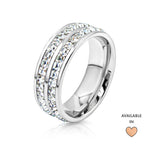 Load image into Gallery viewer, SO SEOUL Allista Classic Double Band Two Row Diamond Simulant Cubic Zircon Rhodium/Rose Gold Ring