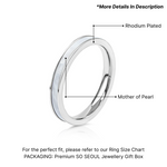 Load image into Gallery viewer, SO SEOUL Allista Simplicity Insets Mother of Pearl Full Band Rhodium/Rose Gold Ring