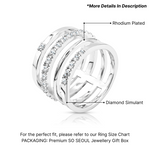 Load image into Gallery viewer, SO SEOUL Bianca Quadruple-Band Silver Ring with Diamante Diamond Simulant Cubic Zirconia Accents