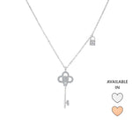 Load image into Gallery viewer, SO SEOUL Infinite Love Key and Lock Diamond Simulant Cubic Zirconia Fixed Necklace