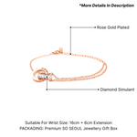 Load image into Gallery viewer, SO SEOUL Roman Numeral Interlocking Bracelet – Rose Gold Full Band CZ Diamond Simulant Circle Charm