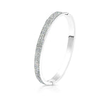 Load image into Gallery viewer, SO SEOUL Chentel Classic Triple Row Insets Austrian Crystal Rhodium/Rose Gold Side Hinged Bangle