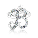 Load image into Gallery viewer, SO SEOUL Your Initial Alphabet Letter White Austrian Crystal Open Adjustable Ring