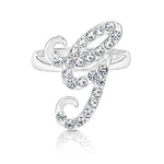 Load image into Gallery viewer, SO SEOUL Your Initial Alphabet Letter White Austrian Crystal Open Adjustable Ring