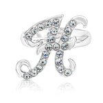 Load image into Gallery viewer, SO SEOUL Your Initial Alphabet Letter White Austrian Crystal Open Adjustable Ring