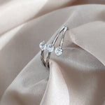 Load image into Gallery viewer, SO SEOUL Artemis Triple Mini Round Brilliant Cut 0.1 CT Diamond Simulant Cubic Zirconia Rhodium Ring