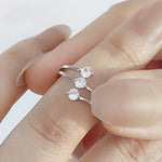 Load image into Gallery viewer, SO SEOUL Artemis Triple Mini Round Brilliant Cut 0.1 CT Diamond Simulant Cubic Zirconia Rhodium Ring