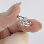 Load image into Gallery viewer, SO SEOUL Artemis Triple Mini Round Brilliant Cut 0.1 CT Diamond Simulant Cubic Zirconia Rhodium Ring