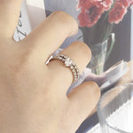 Load image into Gallery viewer, SO SEOUL Amora Love Heart 0.5 CT Diamond Simulant Cubic Zirconia Double Row Adjustable Ring