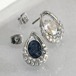 Load image into Gallery viewer, SO SEOUL Enchanted Teardrop Aurore Boreale or Montana Swarovski® Crystal Pierced Stud Earrings