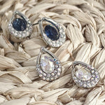 Load image into Gallery viewer, SO SEOUL Enchanted Teardrop Aurore Boreale or Montana Swarovski® Crystal Pierced Stud Earrings