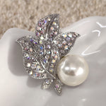 Load image into Gallery viewer, SO SEOUL Leilani Flower with Oversized Pearl Aurore Boreale Austrian Crystal Rollover Clasp Brooch