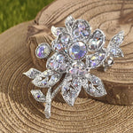 Load image into Gallery viewer, SO SEOUL Leilani Oversized Flower Aurore Boreale Austrian Crystal Rollover Clasp Brooch