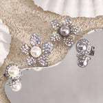 Load image into Gallery viewer, SO SEOUL Leilani Flower Austrian Crystal Rollover Clasp with Double Mini Baby Brooch Set