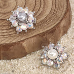 Load image into Gallery viewer, SO SEOUL Quinn Blossom Pearl and White or Grey Austrian Crystal Mini Brooch Keronsang Hijab Pin