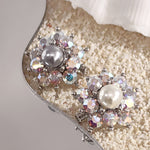 Load image into Gallery viewer, SO SEOUL Quinn Blossom Pearl and White or Grey Austrian Crystal Mini Brooch Keronsang Hijab Pin