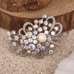 Load image into Gallery viewer, SO SEOUL Leilani Oversized Wreath Bouquet Aurore Boreale Austrian Crystal Rollover Clasp Brooch