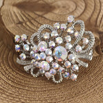 Load image into Gallery viewer, SO SEOUL Leilani Oversized Wreath Bouquet Aurore Boreale Austrian Crystal Rollover Clasp Brooch