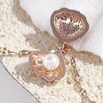 Load image into Gallery viewer, SO SEOUL Ocean The Sea Pearl in Seashell Diamond Simulant Cubic Zirconia Silver/Rose Gold Pendant Necklace