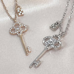 Load image into Gallery viewer, SO SEOUL Infinite Love Key and Lock Diamond Simulant Cubic Zirconia Fixed Necklace