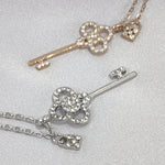 Load image into Gallery viewer, SO SEOUL Infinite Love Key and Lock Diamond Simulant Cubic Zirconia Fixed Necklace