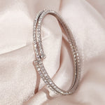 Load image into Gallery viewer, SO SEOUL Chiara Classic Double Row Layered Austrian Crystal Circle Spiral Adjustable Open-End Bangle
