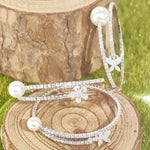 Load image into Gallery viewer, SO SEOUL Everleigh Solitaire White Pearl Diamond Simulant Cubic Zircon Adjustable Open-End Bangle