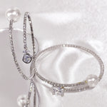 Load image into Gallery viewer, SO SEOUL Everleigh Solitaire White Pearl Diamond Simulant Cubic Zircon Adjustable Open-End Bangle