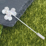 Load image into Gallery viewer, SO SEOUL Alette Three-Leaf Heart Clover Aurore Boreale Austrian Crystal Metal Lapel Pin Brooch