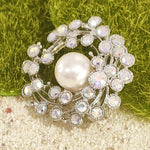 Load image into Gallery viewer, SO SEOUL Leilani Oversized Pearl in the Nest Aurore Boreale Austrian Crystal Rollover Clasp Brooch