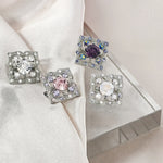 Load image into Gallery viewer, SO SEOUL Julian Vintage Square Mixed Colored Austrian Crystal Mini Baby Brooch Keronsang Pin Hijab