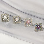 Load image into Gallery viewer, SO SEOUL Julian Vintage Square Mixed Colored Austrian Crystal Mini Baby Brooch Keronsang Pin Hijab